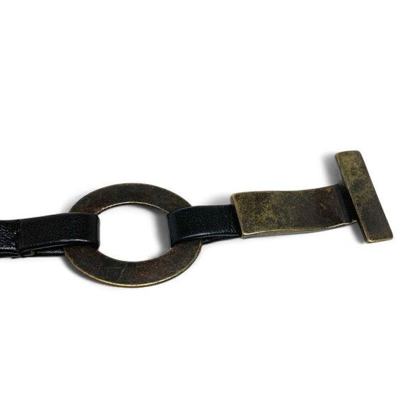 Medieval Style Chain Belt Antiqued Silver Metal Tortoiseshell Enamel Elastic OS - Picture 6 of 9